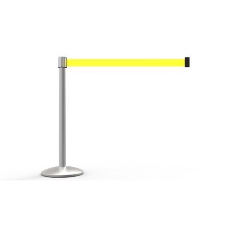 Banner Stakes Retractable Belt Barrier, Yellow, 7 ft Length, Matte AL6104M